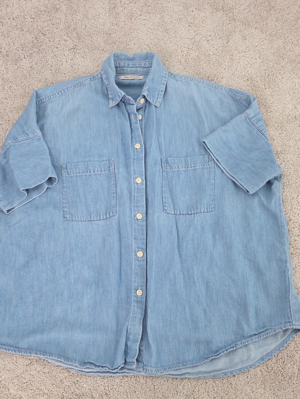 Madewell Light Wash Denim Button-Up Shirt Oversized
